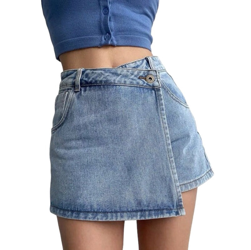 Slim Vintage mini denim skirt.