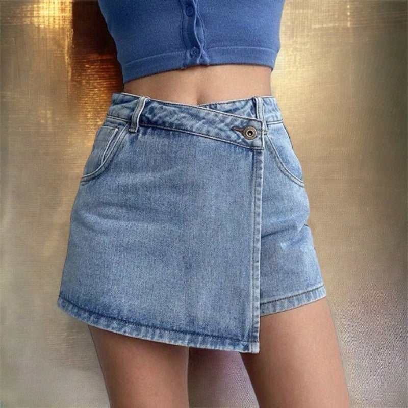 Slim Vintage mini denim skirt.