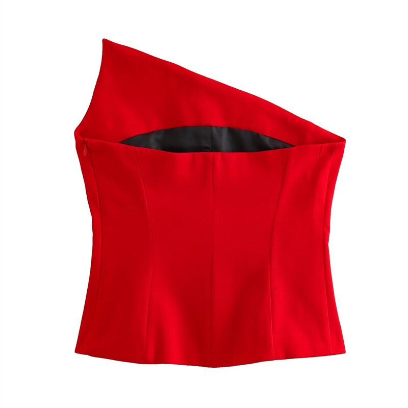 Sexy Off-The-Shoulder Zipper Short Style Vest Top