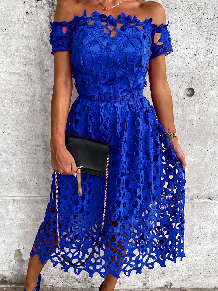 Elegant Female Neck Maxi Dress .