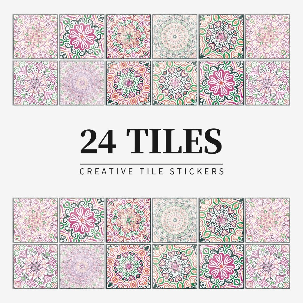 24 Pieces Retro waterproof tile Wall Stickers ( Self-Adhesive ).