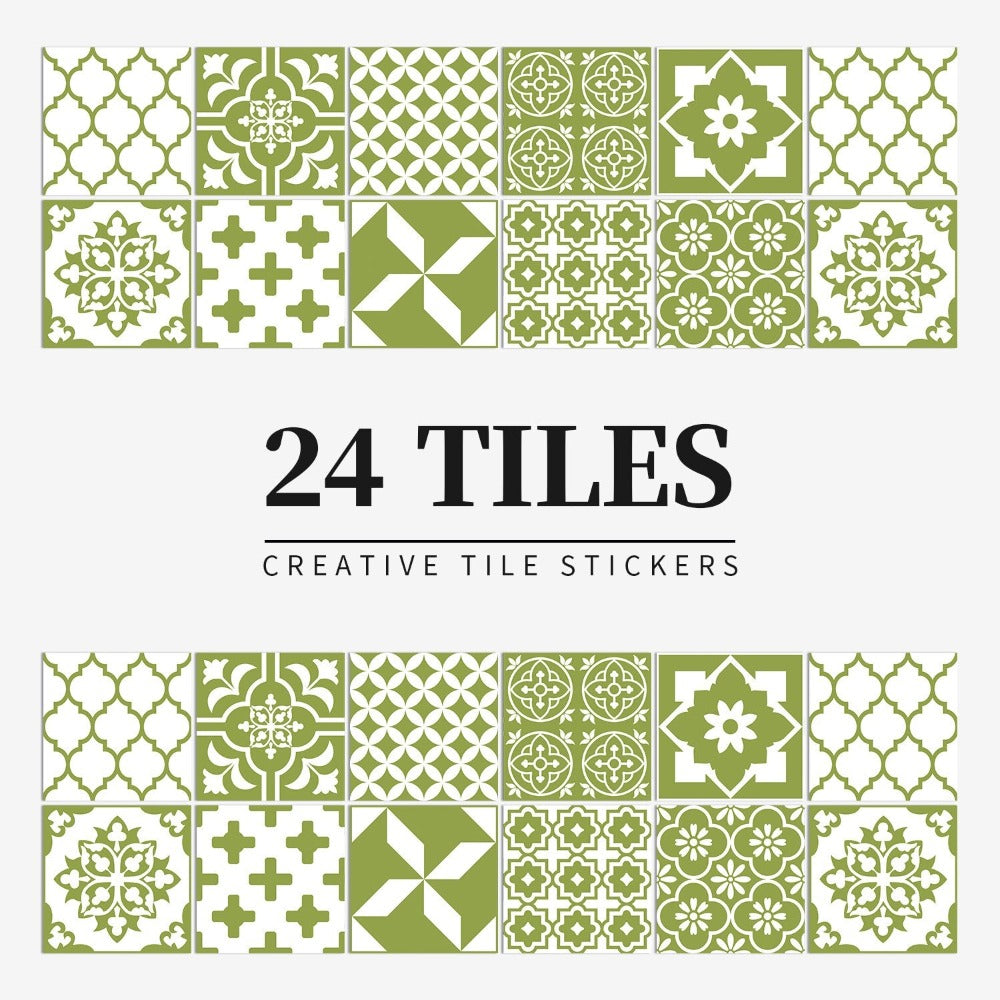24 Pieces Retro waterproof tile Wall Stickers ( Self-Adhesive ).