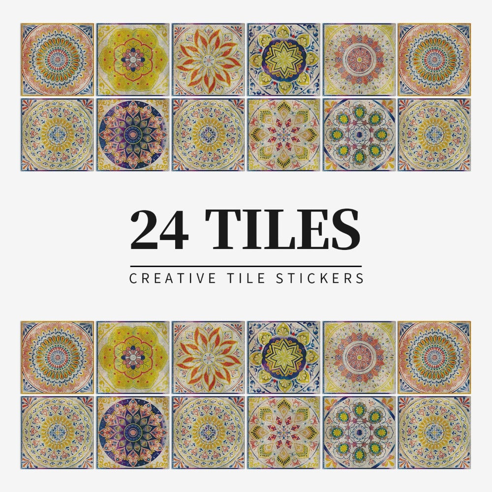 24 Pieces Retro waterproof tile Wall Stickers ( Self-Adhesive ).