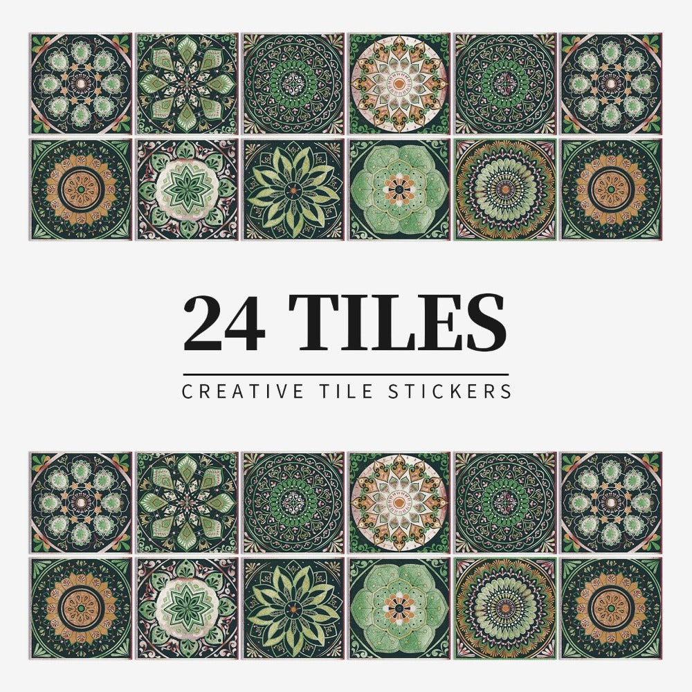24 Pieces Retro waterproof tile Wall Stickers ( Self-Adhesive ).
