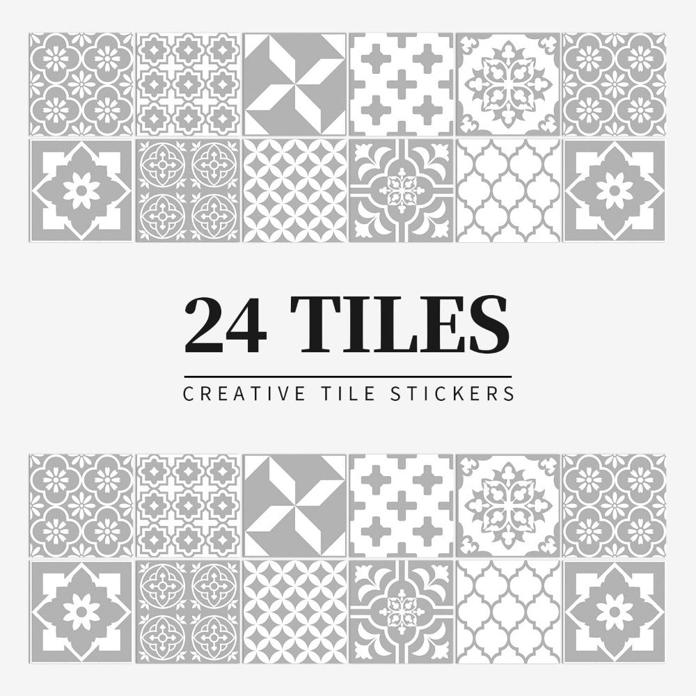 24 Pieces Retro waterproof tile Wall Stickers ( Self-Adhesive ).