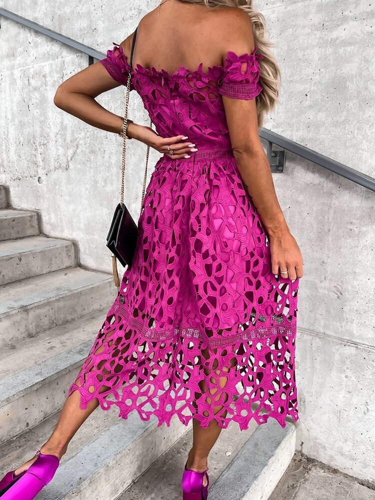 Elegant Female Neck Maxi Dress .