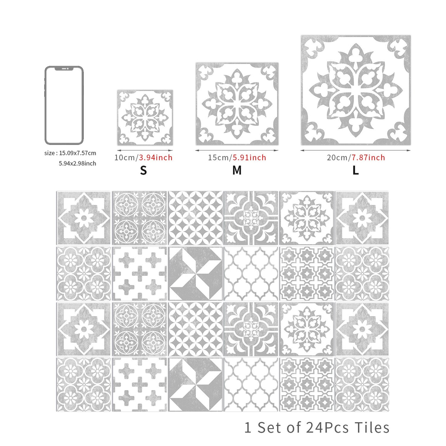 24 Pieces Retro waterproof tile Wall Stickers ( Self-Adhesive ).