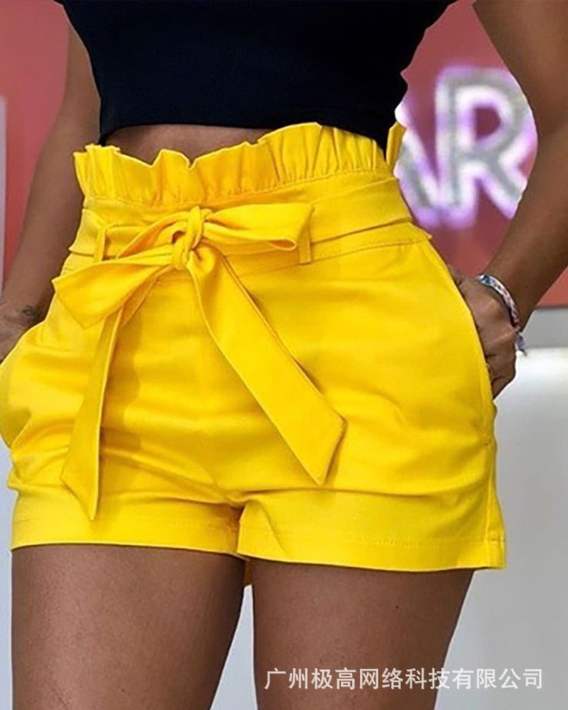 High Waist Short Pants With Belt .