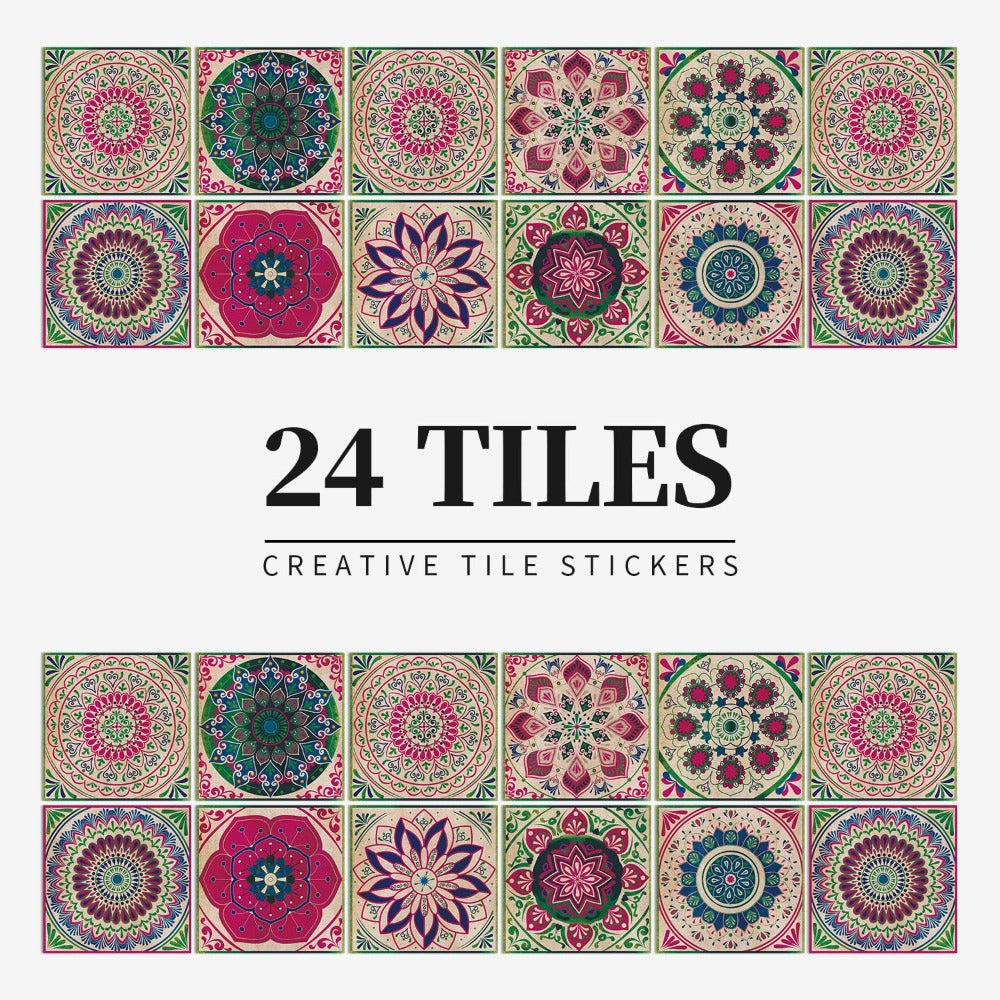 24 Pieces Retro waterproof tile Wall Stickers ( Self-Adhesive ).