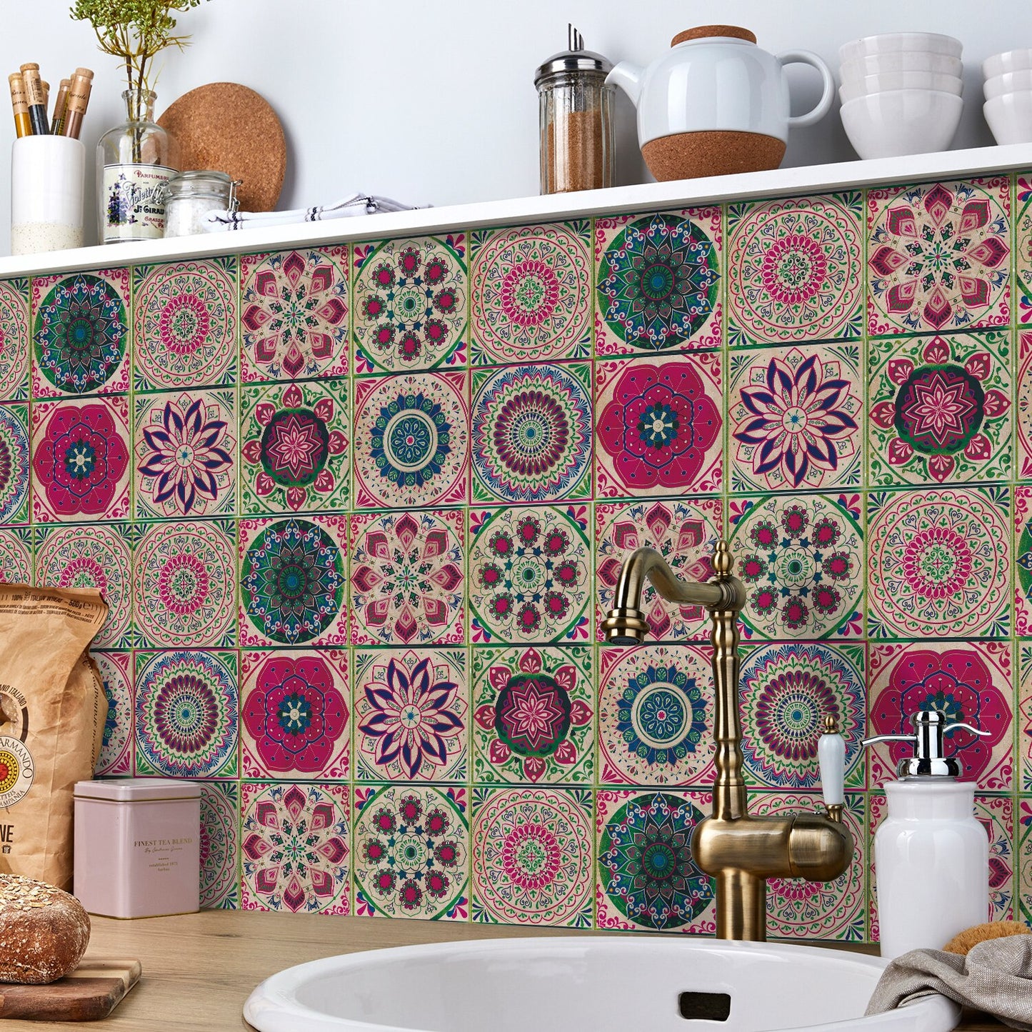 24 Pieces Retro waterproof tile Wall Stickers ( Self-Adhesive ).