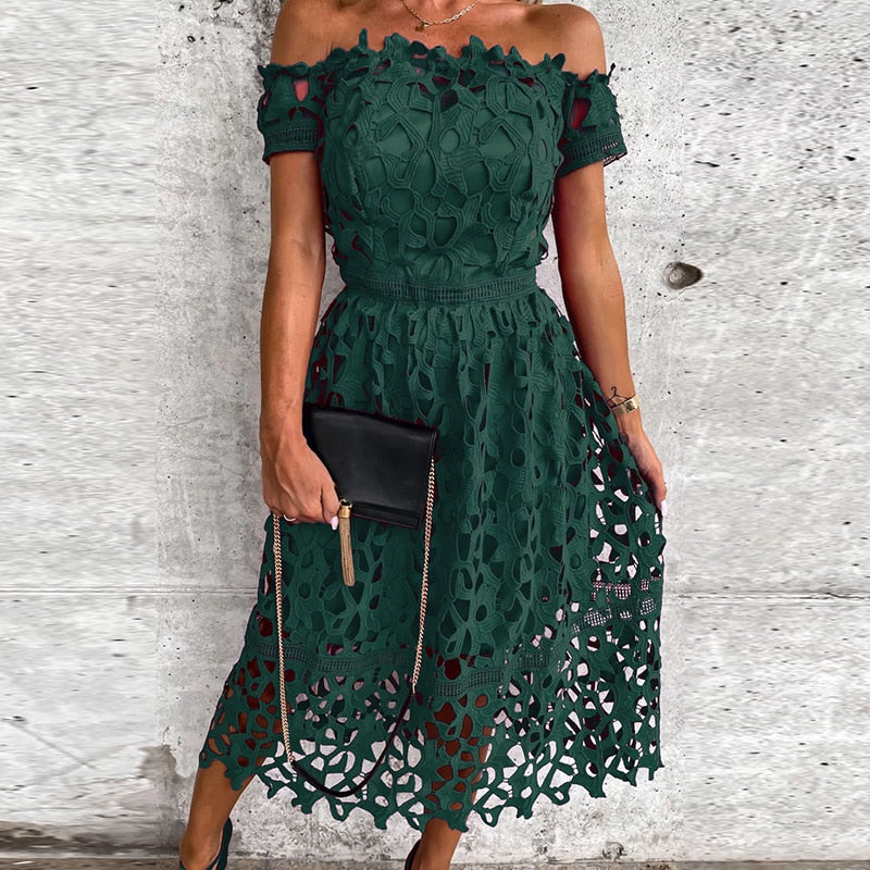 Elegant Female Neck Maxi Dress .