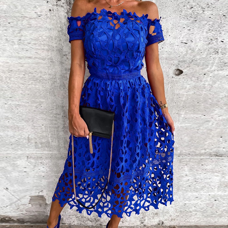 Elegant Female Neck Maxi Dress .