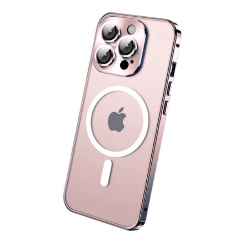 Luxury Metal Bumper For Magsafe Magnetic Wireless Charging Case For iPhone 13 12 Pro Max Transparent With Lens Protector Cover