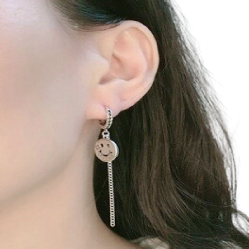 925 Sterling silver earrings for women ( smiley face )