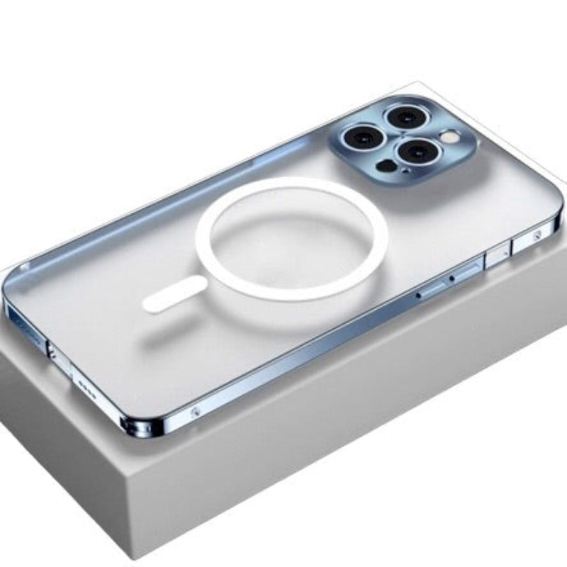 Luxury Metal Bumper For Magsafe Magnetic Wireless Charging Case For iPhone 13 12 Pro Max Transparent With Lens Protector Cover