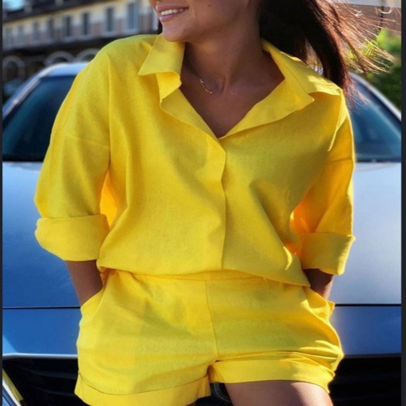 Casual Women Summer Tracksuit Shorts Two Piece Set .