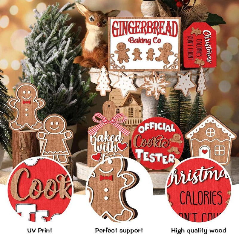 Gingerbread Themed Tiered Tray Decor ( 1 set * 12 pieces )