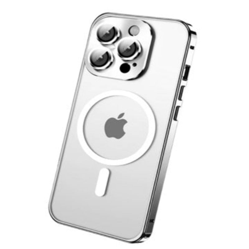 Luxury Metal Bumper For Magsafe Magnetic Wireless Charging Case For iPhone 13 12 Pro Max Transparent With Lens Protector Cover