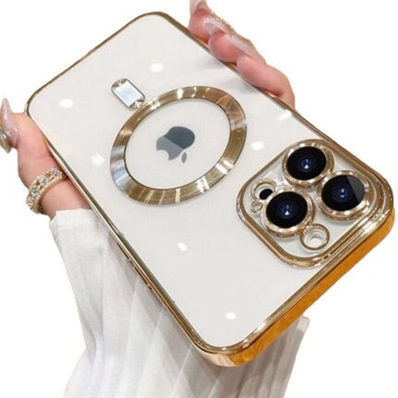 Luxury Transparent Magnetic For Magsafe Wireless Charging Case For iPhone 14 Plus 13 12 11 Pro Max Clear Plating Silicone Cover