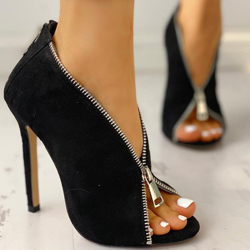 Fashion Sexy fish mouth Zipper Sandals.