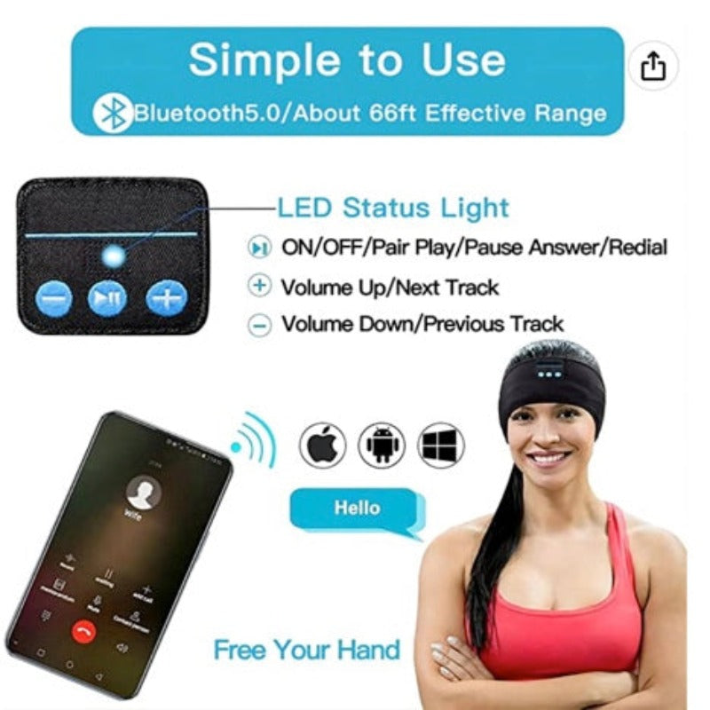 Wireless Sports Bluetooth Headband & Sleeping Headphones for Workout, Sleep, Running ,Camping ,Computer & Phones.
