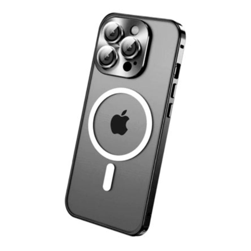 Luxury Metal Bumper For Magsafe Magnetic Wireless Charging Case For iPhone 13 12 Pro Max Transparent With Lens Protector Cover