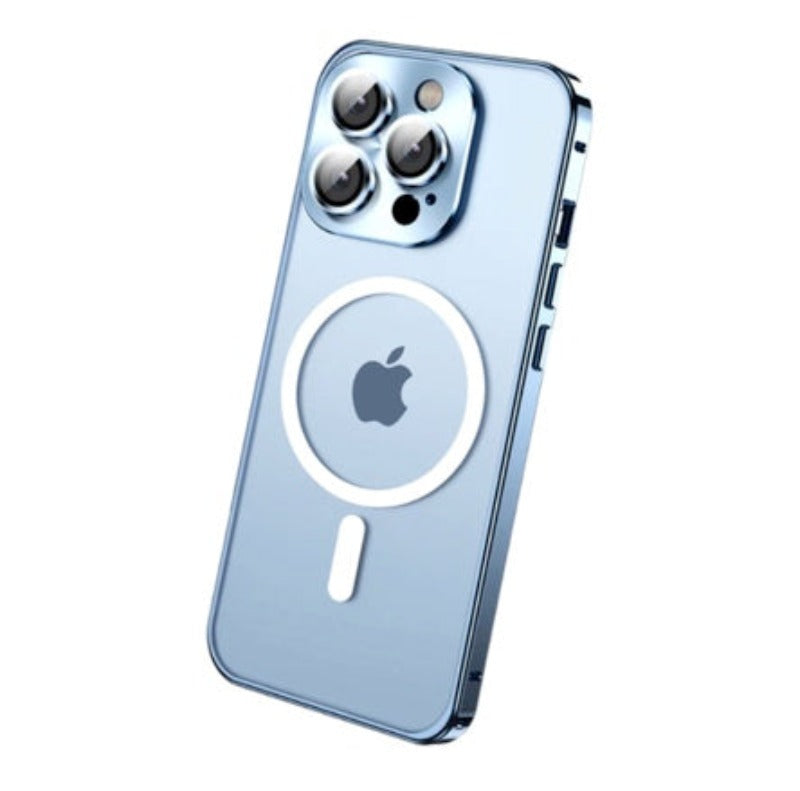 Luxury Metal Bumper For Magsafe Magnetic Wireless Charging Case For iPhone 13 12 Pro Max Transparent With Lens Protector Cover