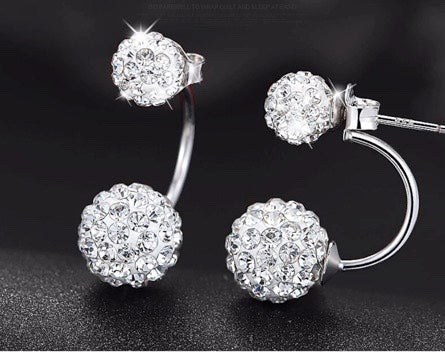925 Silver Needle Fashion U Bend Shiny Ball Ladies Stud Earrings Jewelry Allergy Free