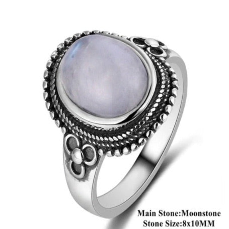 Natural Moonstone 925 Sterling Silver rings For Women