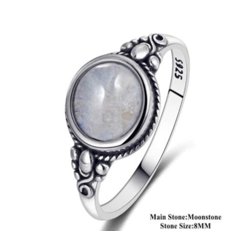 Natural Moonstone 925 Sterling Silver rings For Women