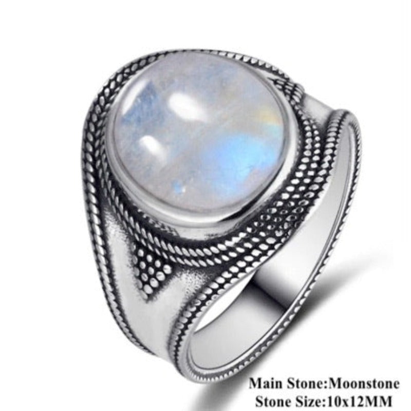 Natural Moonstone 925 Sterling Silver rings For Women
