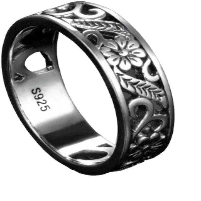 Vintage 925 Sterling Silver Rings for Women Flower Shaped