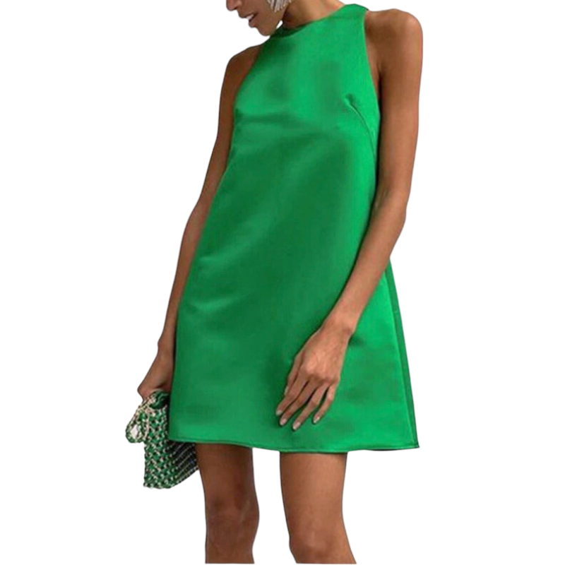 Women satin Vest Dress Solid colors