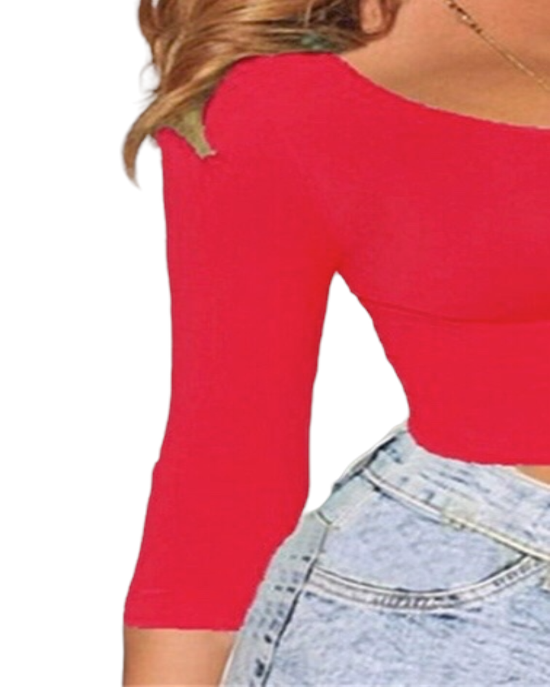 Summer Spring Crop Top Long Sleeves for Women .