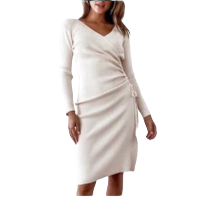 Elegant V-neck women’s mid dress .