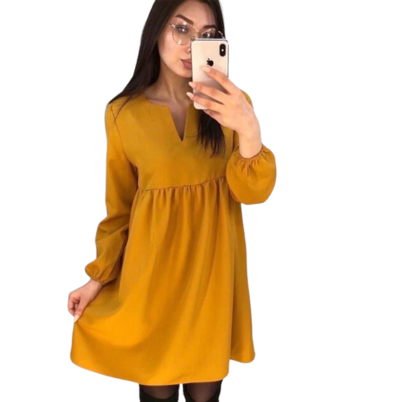 Long Sleeve V-neck Solid Color Shirt .