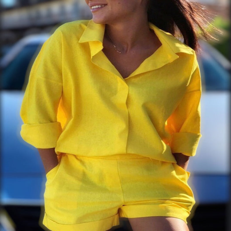 Casual Women Summer Tracksuit Shorts Two Piece Set .