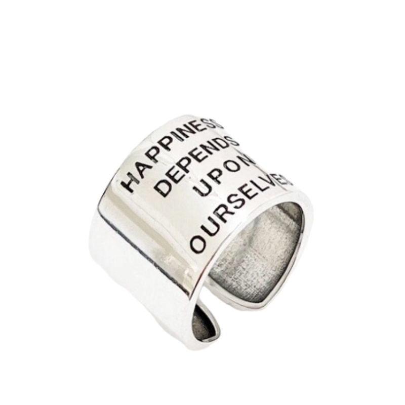 100% Solid 925 Sterling Silver Letters Open Rings For Women