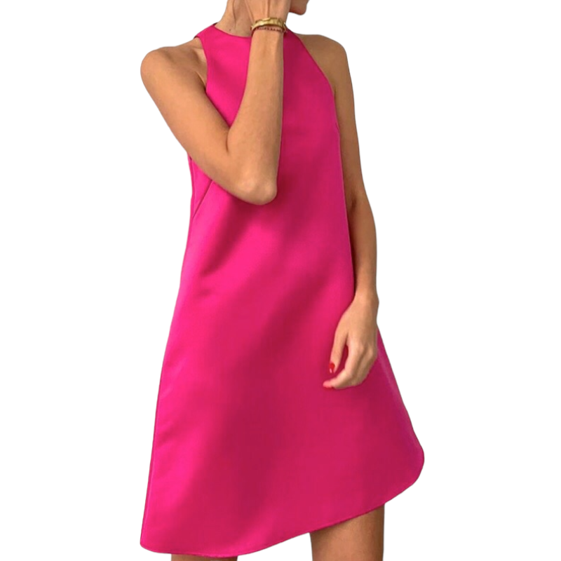 Women satin Vest Dress Solid colors