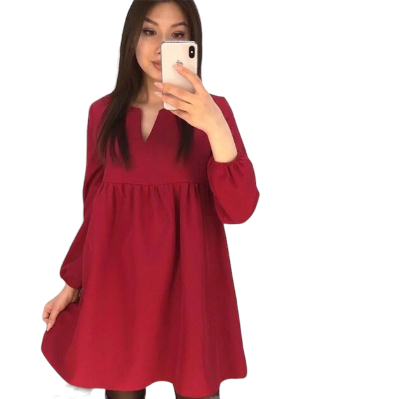 Long Sleeve V-neck Solid Color Shirt .