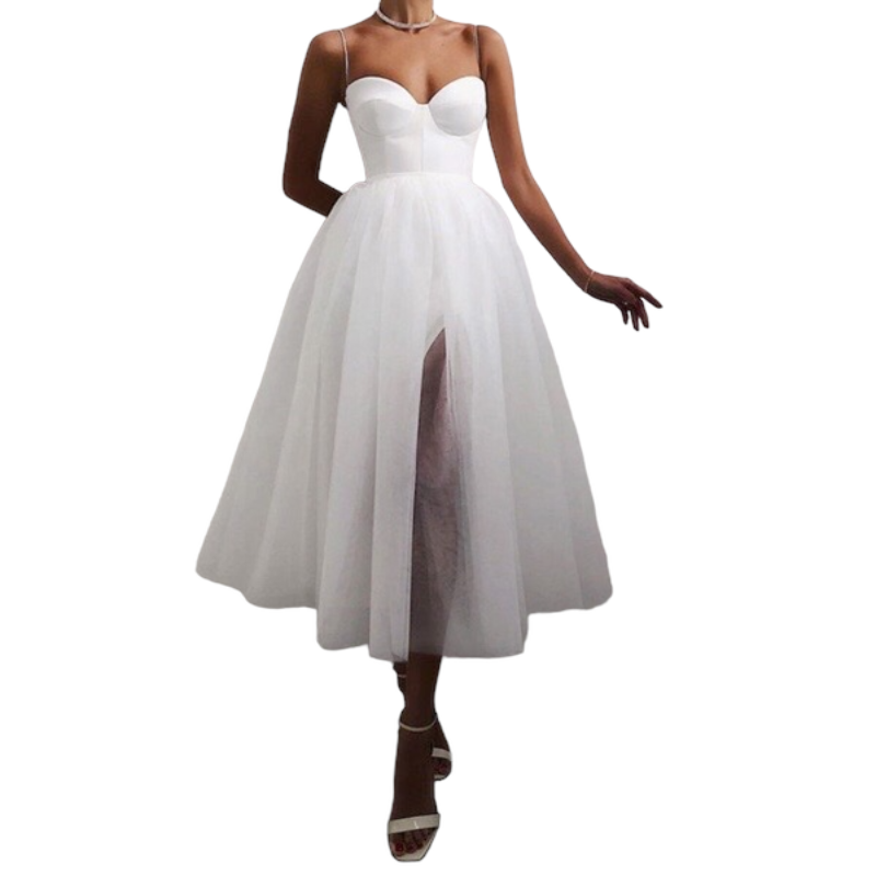 Mesh French Retro Dress .