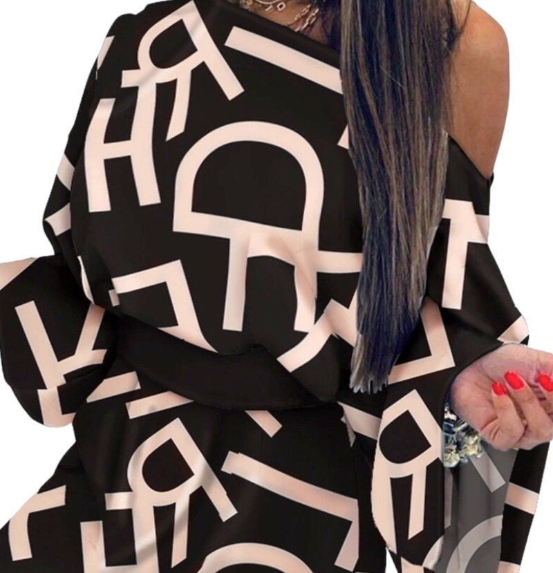 Autumn Women Letter Print Mini Dress 2023.