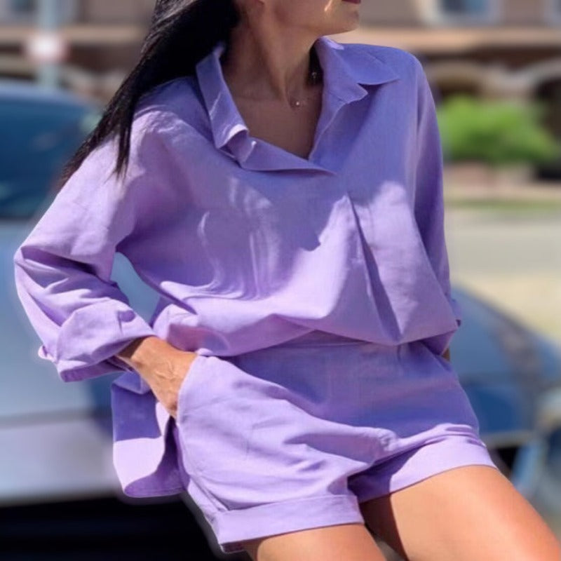 Casual Women Summer Tracksuit Shorts Two Piece Set .