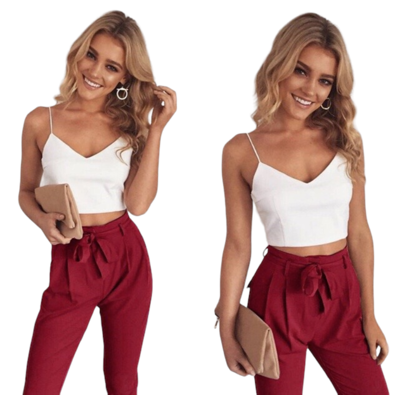 Two-pieces camisole casual set.