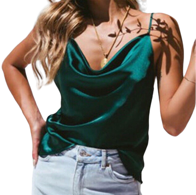 Silky Satin Camisole Sleeveless Purple Black Tank Top Clever