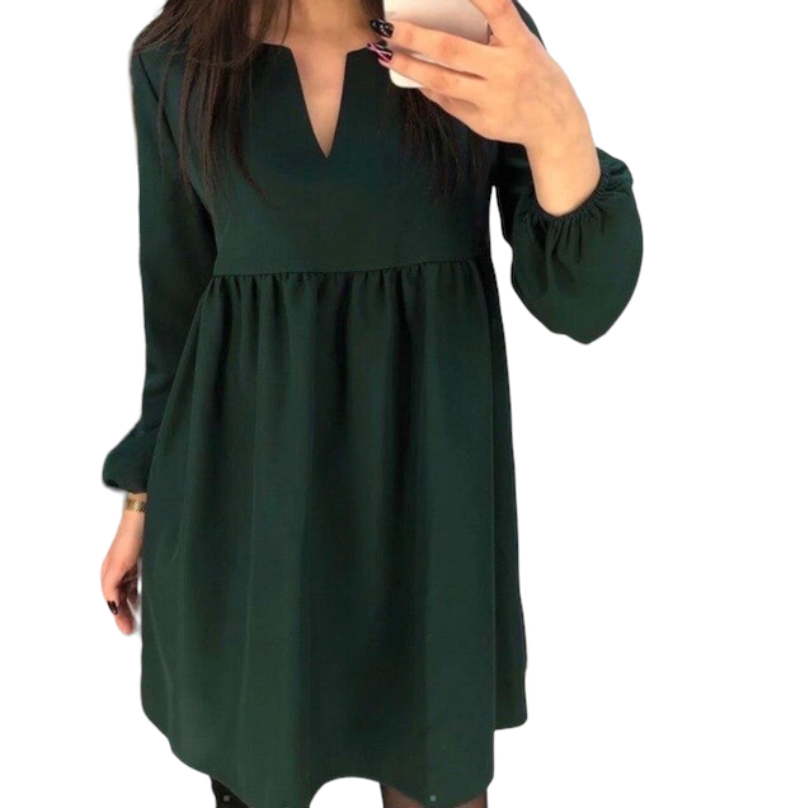 Long Sleeve V-neck Solid Color Shirt .