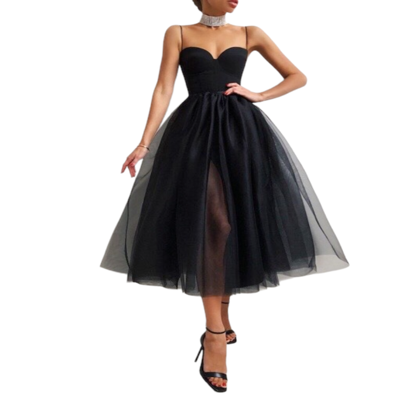 Mesh French Retro Dress .