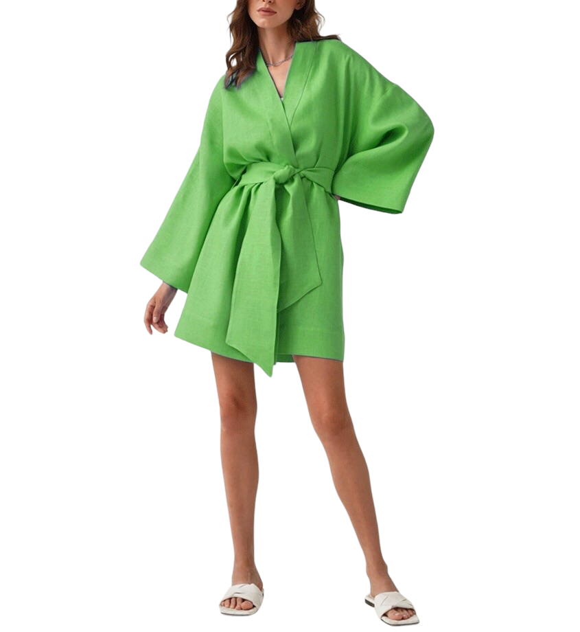 Loose Wrap Summer Robe Dress .