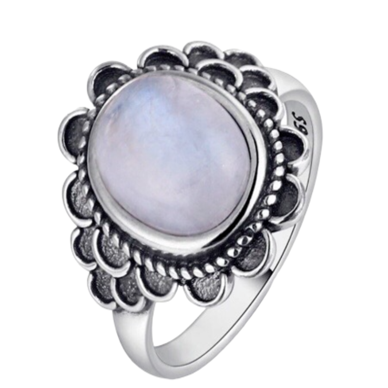 Natural Moonstone 925 Sterling Silver rings For Women