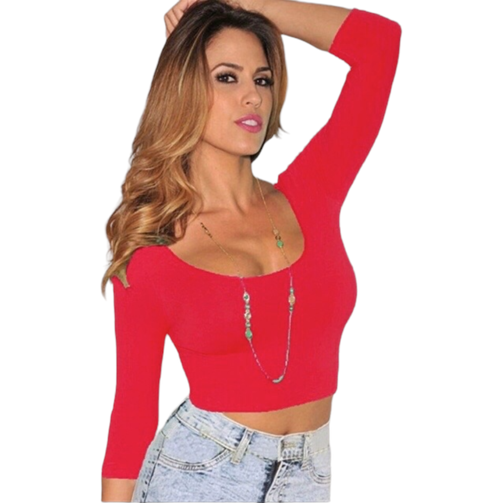 Summer Spring Crop Top Long Sleeves for Women .